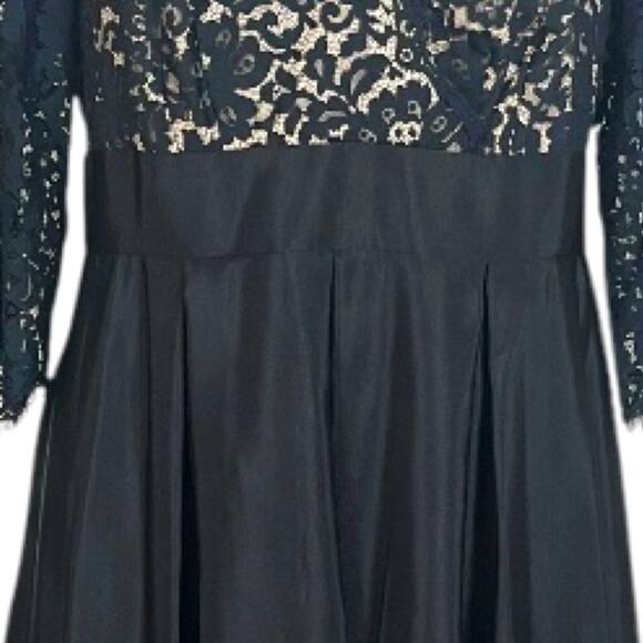 Eliza J Dress V-neck Black Lace Taffeta Floor Length Gown Women’s Plus Size 14W - Picture 9 of 12